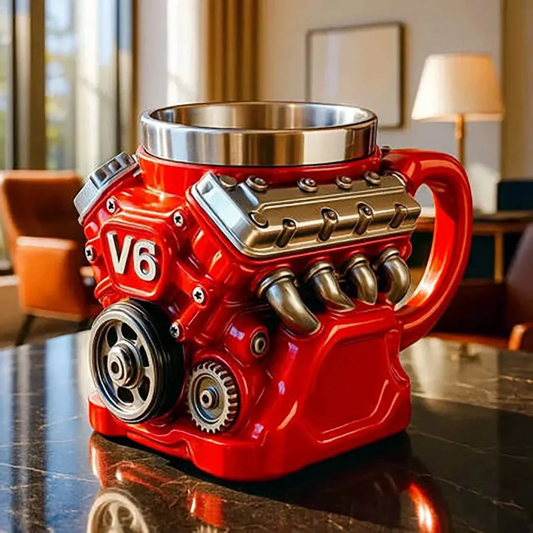 🔥Retro Engine Coffee Mug, V8 Engines Stainless Steel Cup