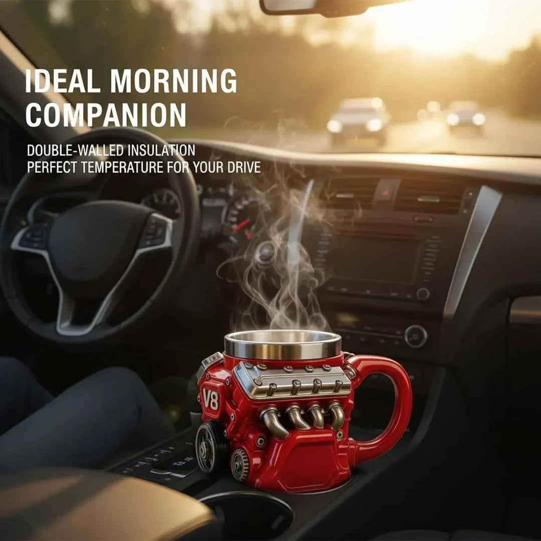 🔥Retro Engine Coffee Mug, V8 Engines Stainless Steel Cup