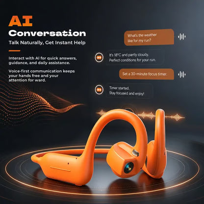 🔥8MP AI Camera Bone Conduction Headphones – Premium High-Fidelity Audio, EIS Video Stabilization, 160+ Language Translation, IP54 Waterproof Headset for Outdoor Vlogging & Sports.