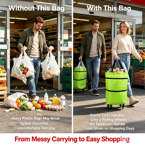 🛍️ 2-in-1 Foldable Shopping Cart – Carry More, Roll Easier