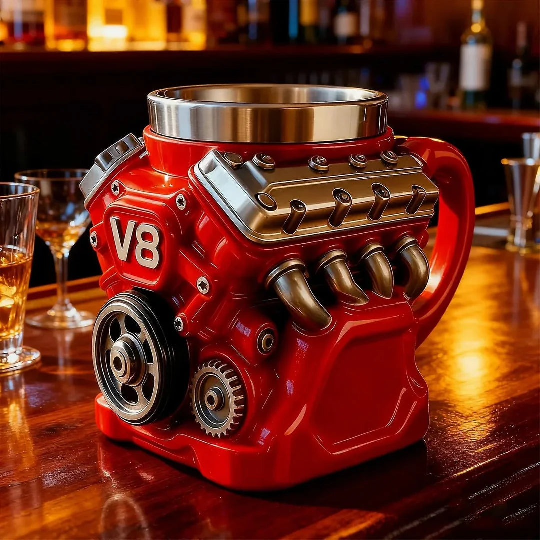 🔥Retro Engine Coffee Mug, V8 Engines Stainless Steel Cup
