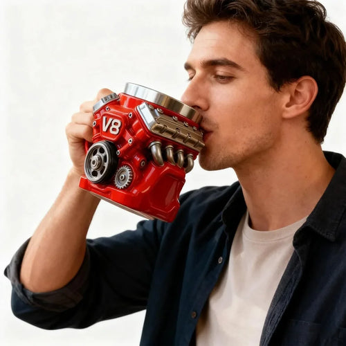 🔥Retro Engine Coffee Mug, V8 Engines Stainless Steel Cup