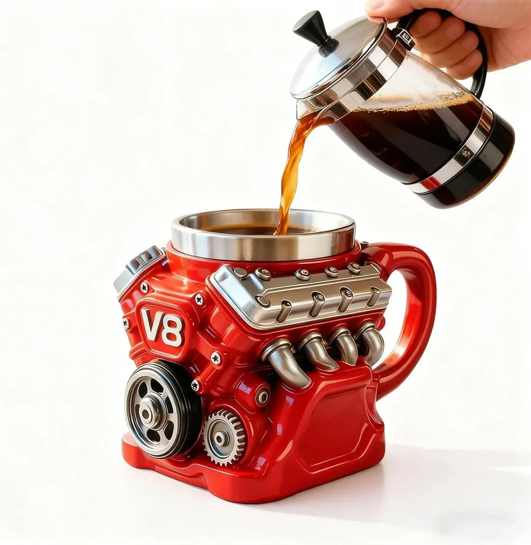 🔥Retro Engine Coffee Mug, V8 Engines Stainless Steel Cup
