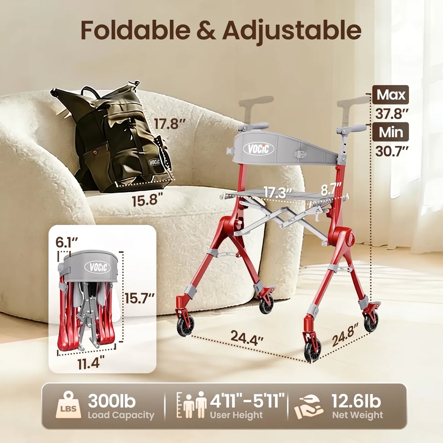 Compact Foldable Mobility Rollator
