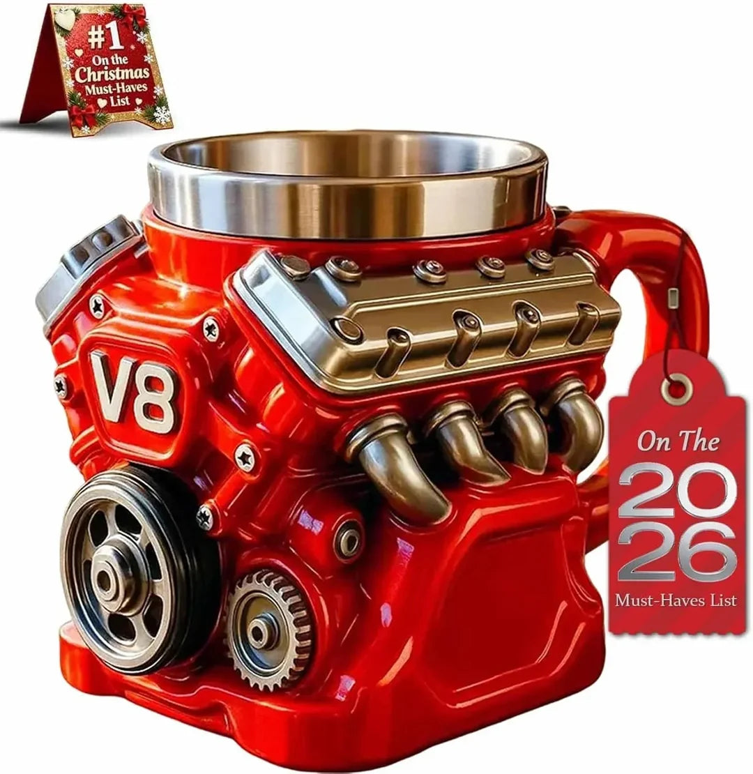 🔥Retro Engine Coffee Mug, V8 Engines Stainless Steel Cup