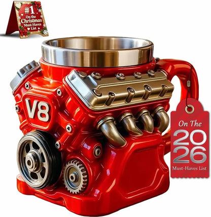 🔥Retro Engine Coffee Mug, V8 Engines Stainless Steel Cup