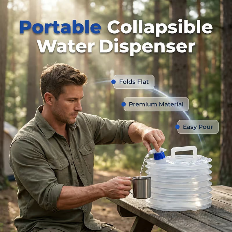 🔥LAST DAY 50% OFF - 🚿Collapsible Food-Grade Water Container with Leak-Proof Spigot | Space-Saving Portable Water Jug for Camping & Outdoor Trips ⛺