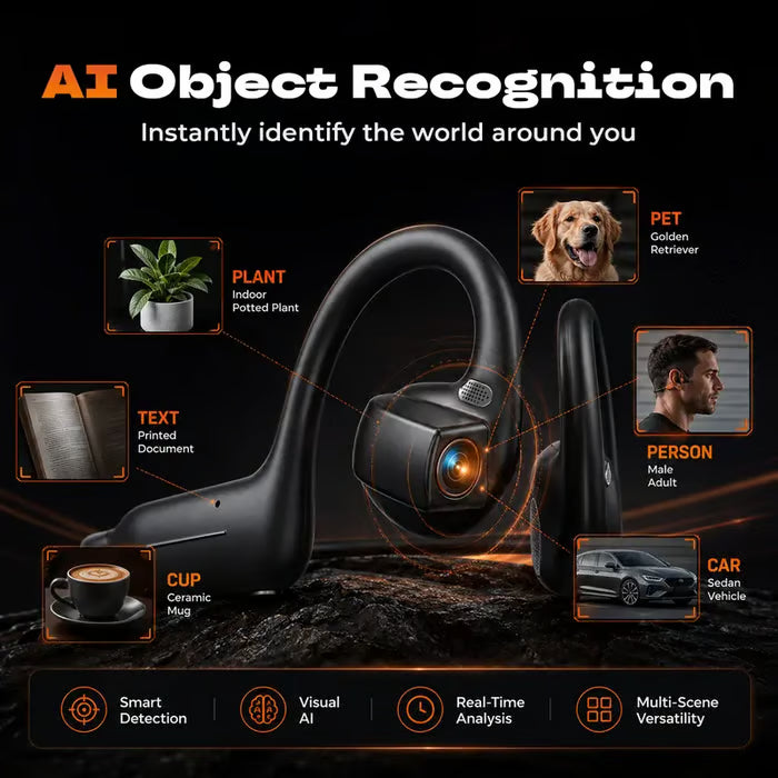 🔥8MP AI Camera Bone Conduction Headphones – Premium High-Fidelity Audio, EIS Video Stabilization, 160+ Language Translation, IP54 Waterproof Headset for Outdoor Vlogging & Sports.