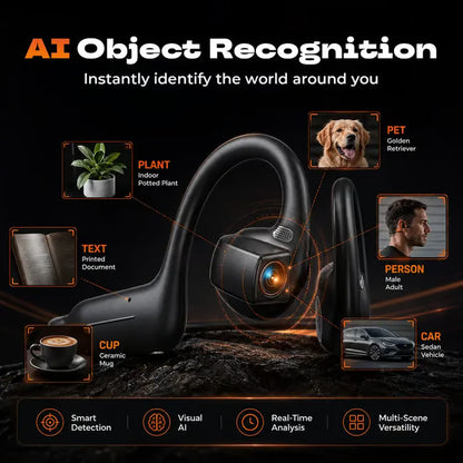 🔥8MP AI Camera Bone Conduction Headphones – Premium High-Fidelity Audio, EIS Video Stabilization, 160+ Language Translation, IP54 Waterproof Headset for Outdoor Vlogging & Sports.